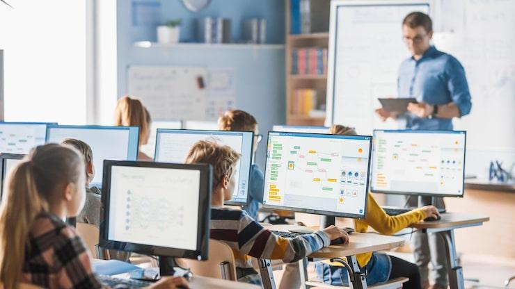 Students learning together in a classroom