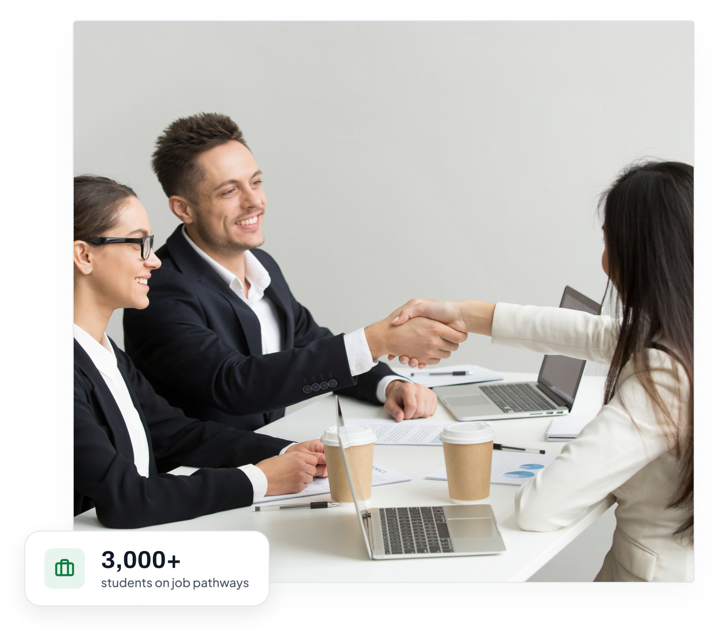 IvySchool.ai students meeting with employers — 3,000+ students on job pathways